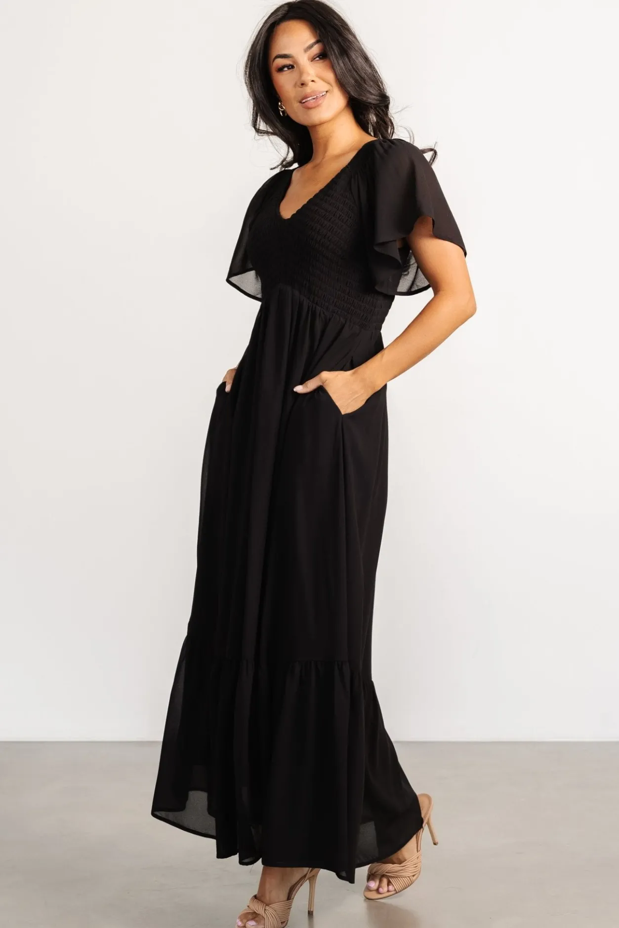 New Baltic Born Monica Smocked Dress | Black