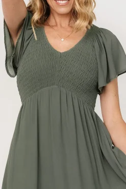 New Baltic Born Monica Smocked Dress | Dark Sage DarkSage