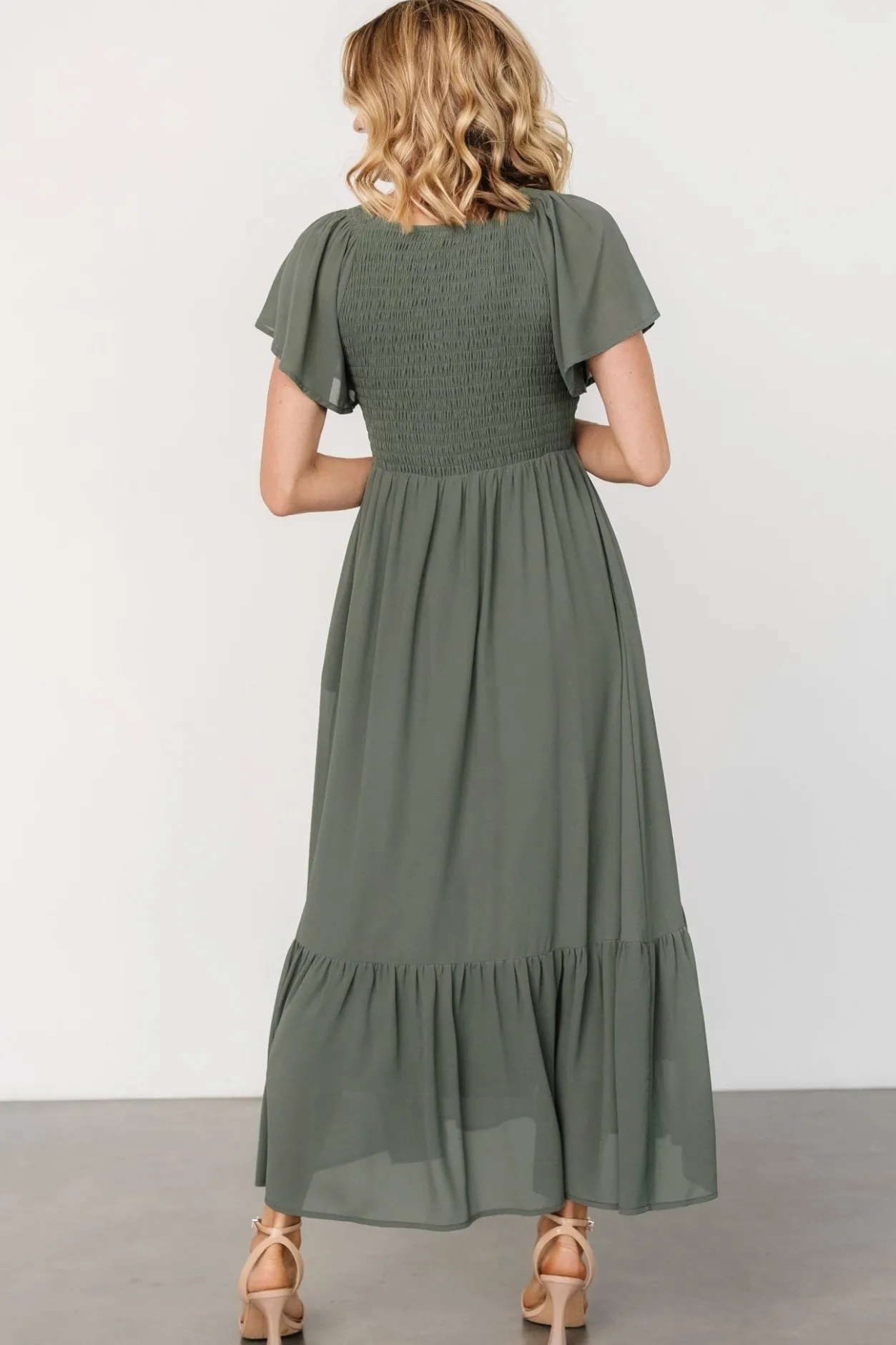 New Baltic Born Monica Smocked Dress | Dark Sage DarkSage