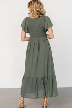 New Baltic Born Monica Smocked Dress | Dark Sage DarkSage