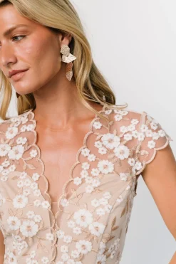 Online Baltic Born Monique Embroidered Midi Dress | Champagne