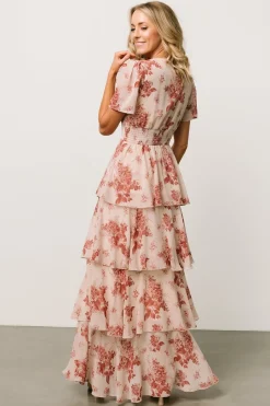 Sale Baltic Born Montaigne Ruffle Maxi Dress | Rose Floral RoseFloral