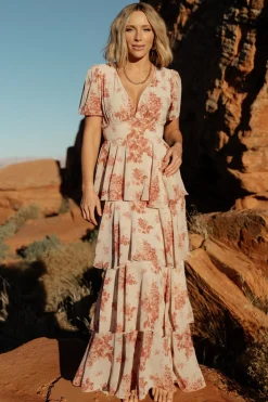 Sale Baltic Born Montaigne Ruffle Maxi Dress | Rose Floral RoseFloral
