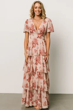 Sale Baltic Born Montaigne Ruffle Maxi Dress | Rose Floral RoseFloral
