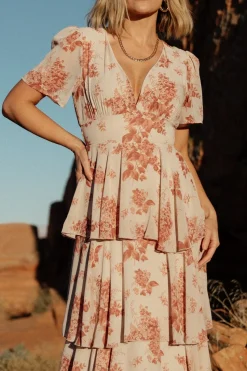 Sale Baltic Born Montaigne Ruffle Maxi Dress | Rose Floral RoseFloral