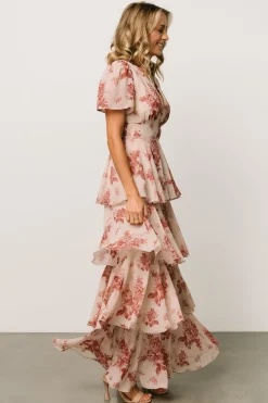 Sale Baltic Born Montaigne Ruffle Maxi Dress | Rose Floral RoseFloral