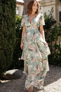 New Baltic Born Montaigne Ruffle Maxi Dress | Sage Floral SageFloral