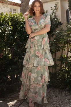 New Baltic Born Montaigne Ruffle Maxi Dress | Sage Floral SageFloral