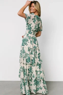 Online Baltic Born Montaigne Ruffle Maxi Dress | Ivory + Green Floral Ivory+GreenFloral