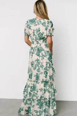 Online Baltic Born Montaigne Ruffle Maxi Dress | Ivory + Green Floral Ivory+GreenFloral