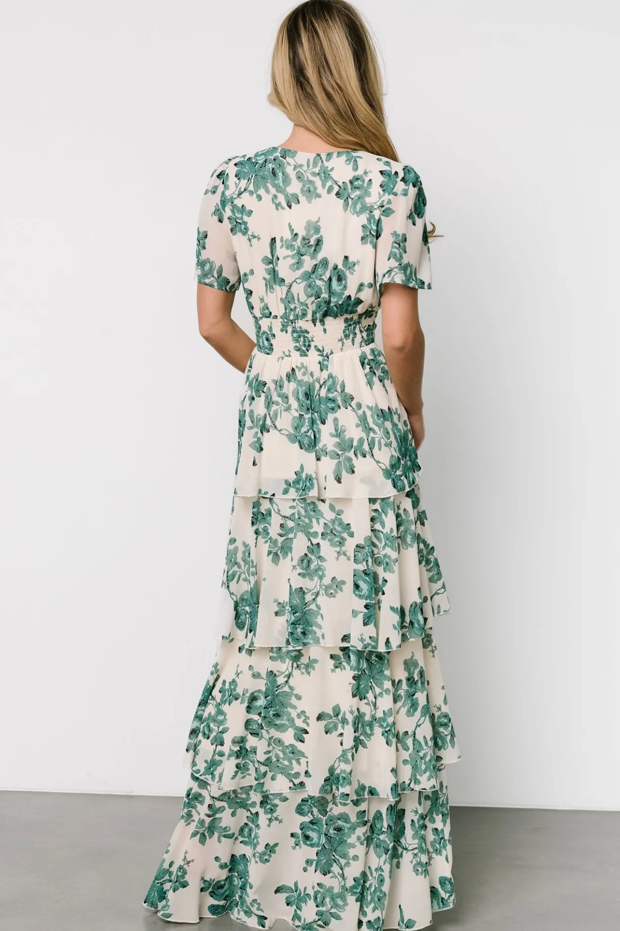 Online Baltic Born Montaigne Ruffle Maxi Dress | Ivory + Green Floral Ivory+GreenFloral