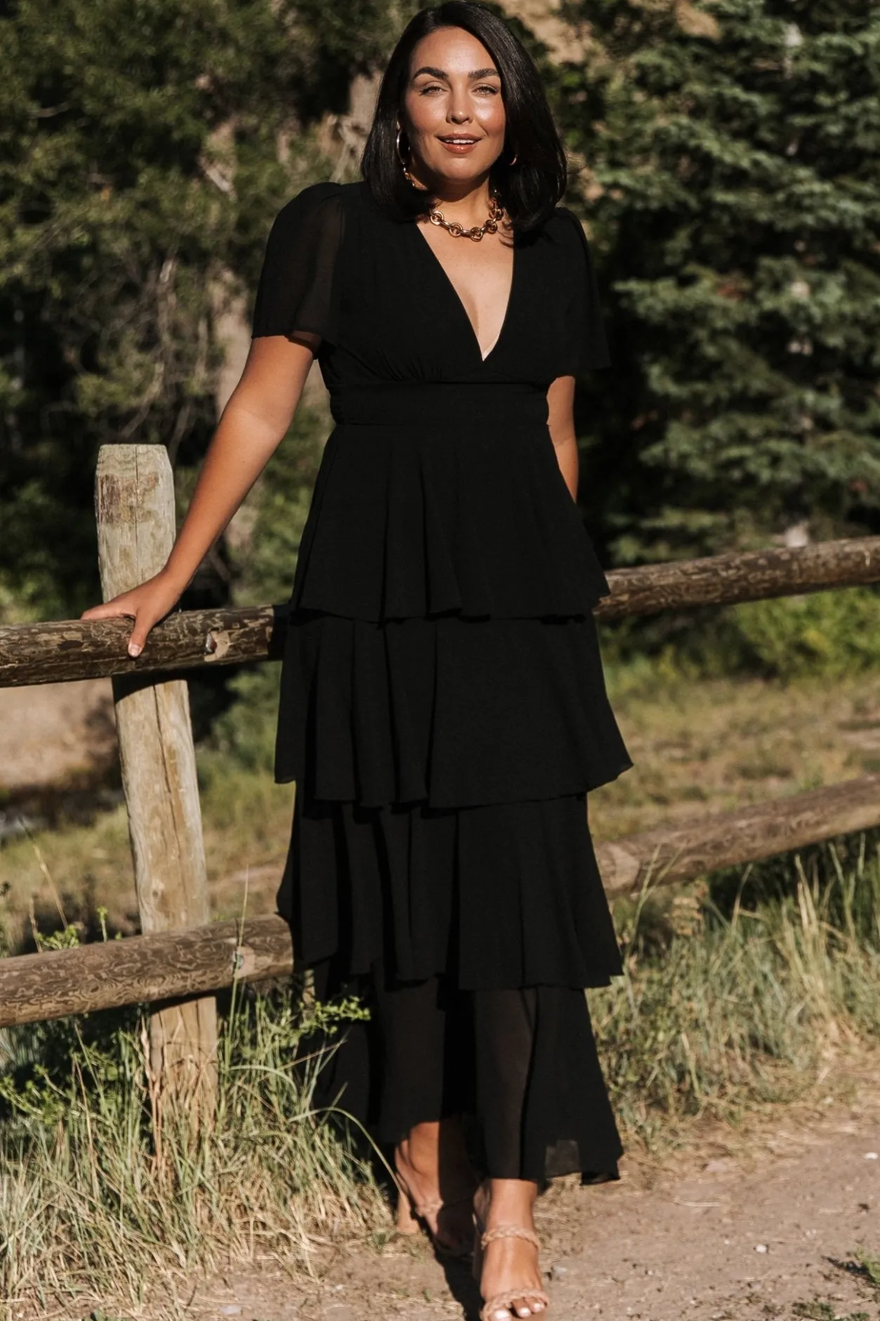 Outlet Baltic Born Montaigne Ruffle Maxi Dress | Black