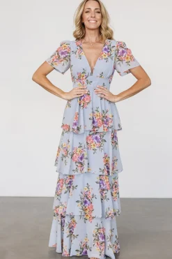 Clearance Baltic Born Montaigne Ruffle Maxi Dress | Light Blue Floral LightBlueFloral