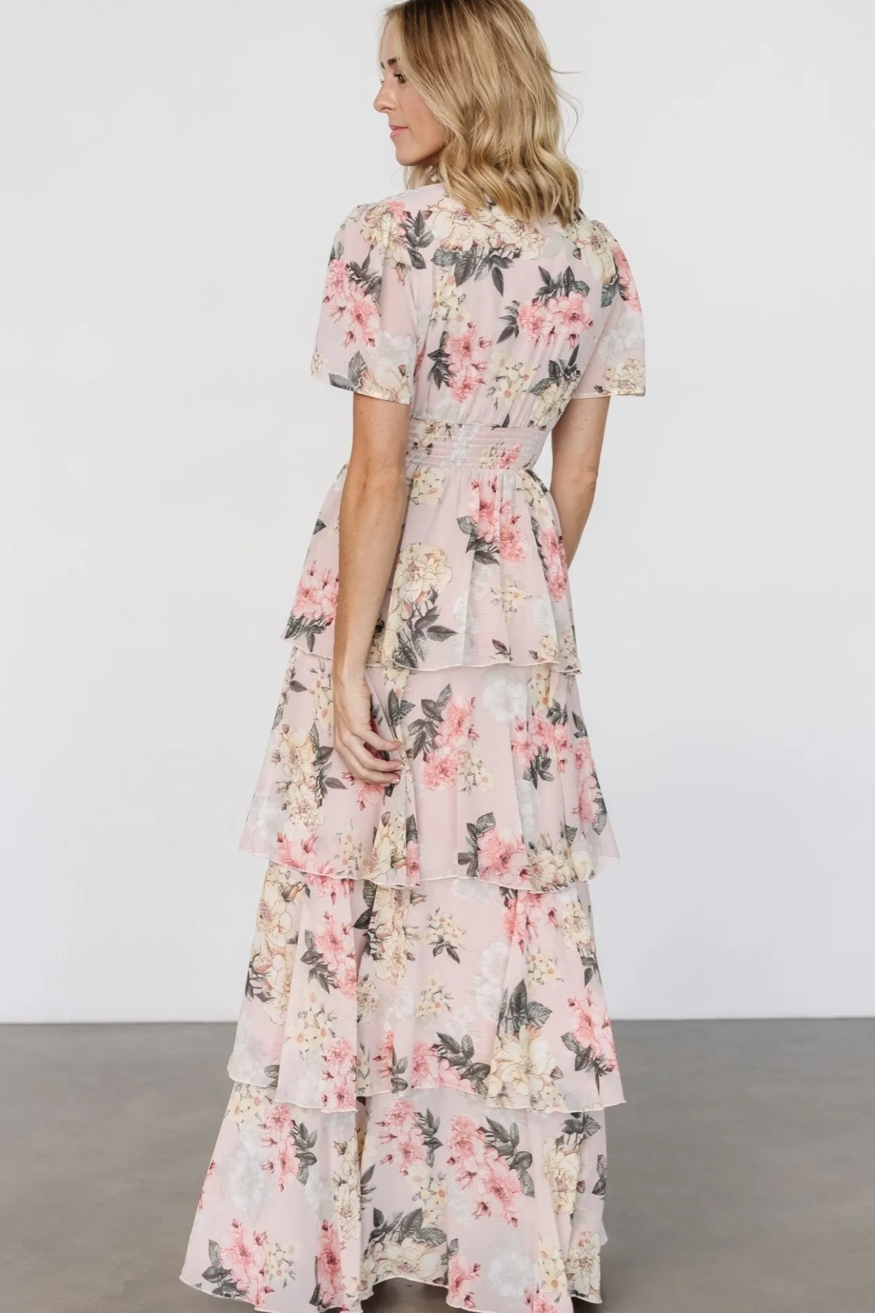 Clearance Baltic Born Montaigne Ruffle Maxi Dress | Pale Blush Floral PaleBlushFloral