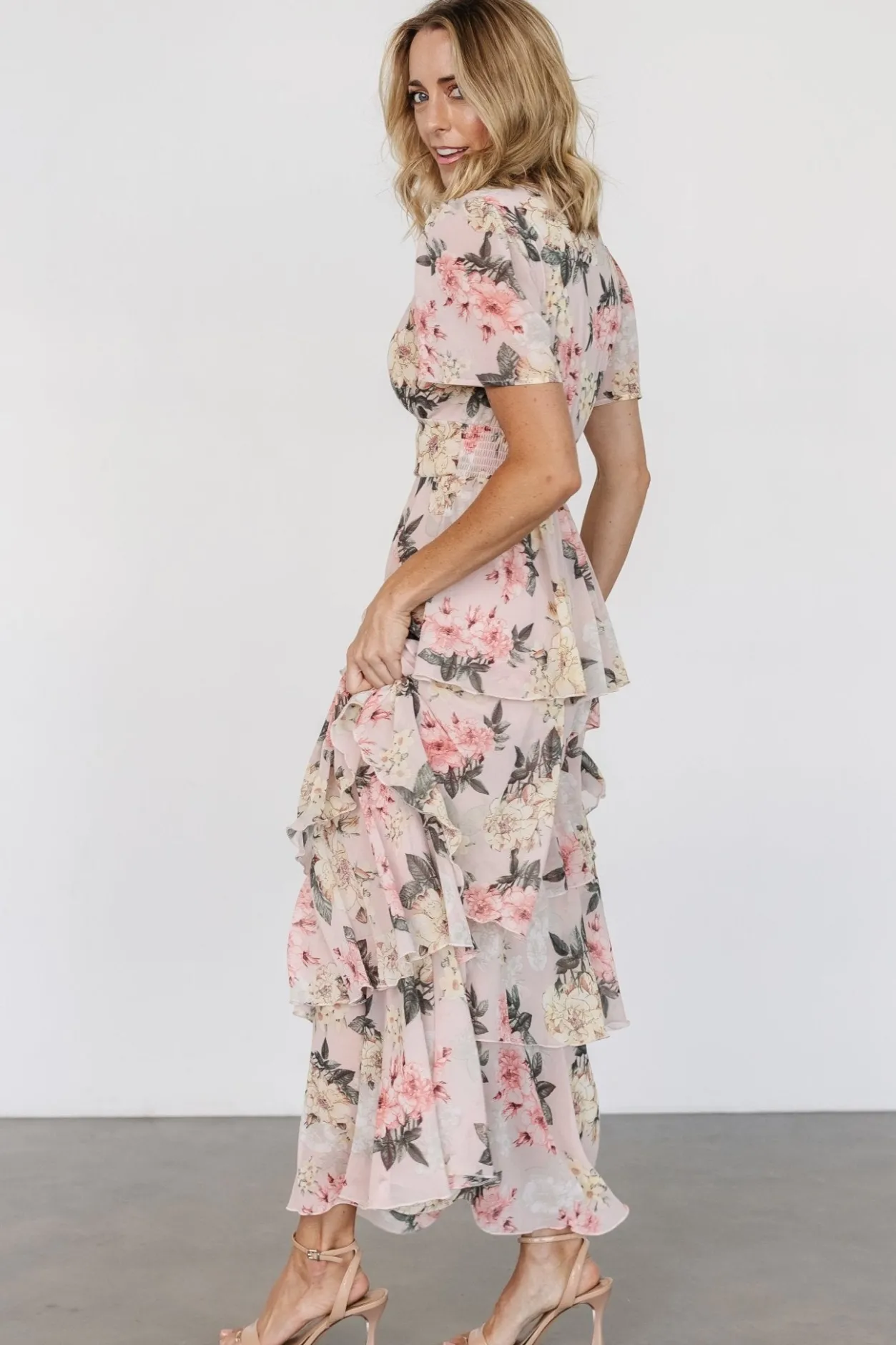 Clearance Baltic Born Montaigne Ruffle Maxi Dress | Pale Blush Floral PaleBlushFloral