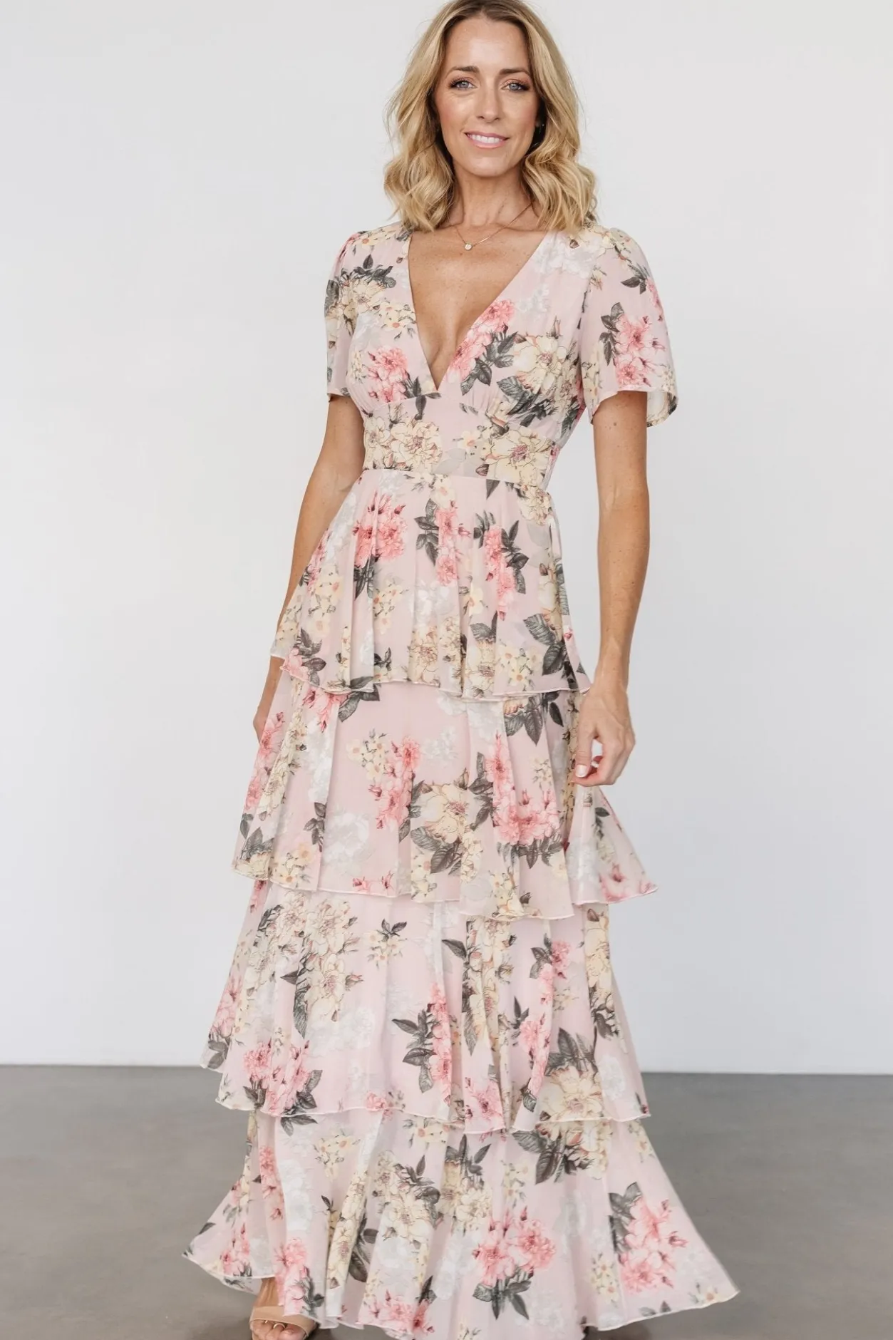 Clearance Baltic Born Montaigne Ruffle Maxi Dress | Pale Blush Floral PaleBlushFloral