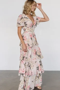 Clearance Baltic Born Montaigne Ruffle Maxi Dress | Pale Blush Floral PaleBlushFloral