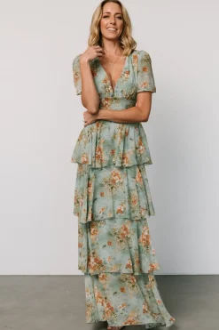 Discount Baltic Born Montaigne Ruffle Maxi Dress | Blue Sage Floral BlueSageFloral