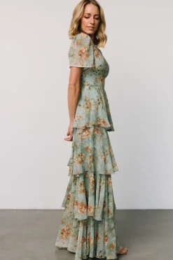 Discount Baltic Born Montaigne Ruffle Maxi Dress | Blue Sage Floral BlueSageFloral