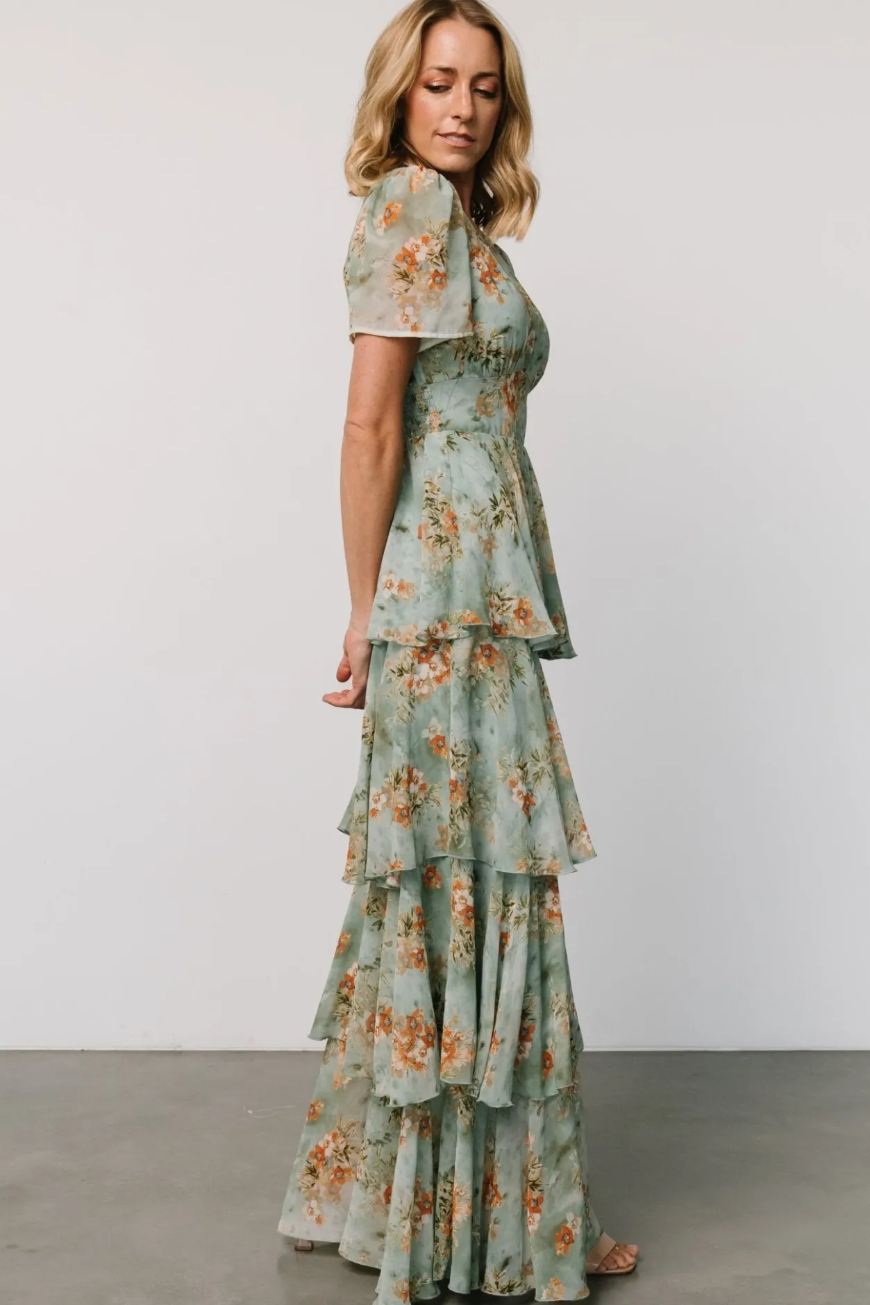 Discount Baltic Born Montaigne Ruffle Maxi Dress | Blue Sage Floral BlueSageFloral