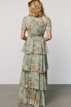 Discount Baltic Born Montaigne Ruffle Maxi Dress | Blue Sage Floral BlueSageFloral