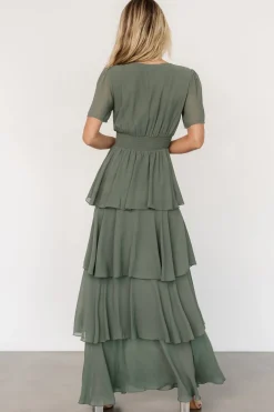 Online Baltic Born Montaigne Ruffle Maxi Dress | Dark Sage DarkSage
