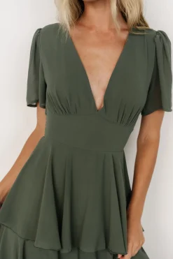 Online Baltic Born Montaigne Ruffle Maxi Dress | Dark Sage DarkSage