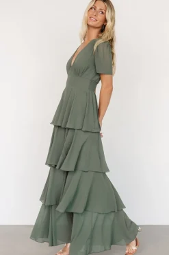 Online Baltic Born Montaigne Ruffle Maxi Dress | Dark Sage DarkSage
