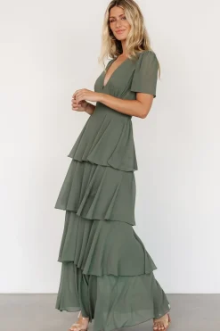 Online Baltic Born Montaigne Ruffle Maxi Dress | Dark Sage DarkSage