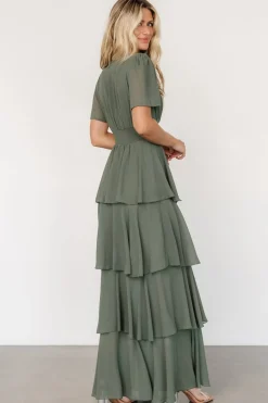 Online Baltic Born Montaigne Ruffle Maxi Dress | Dark Sage DarkSage
