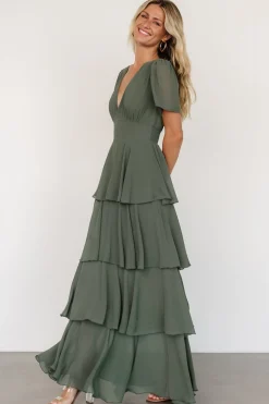 Online Baltic Born Montaigne Ruffle Maxi Dress | Dark Sage DarkSage