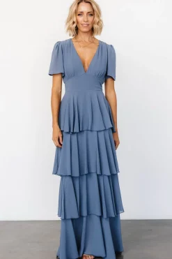 Online Baltic Born Montaigne Ruffle Maxi Dress | Whisper Blue WhisperBlue