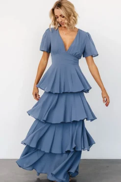 Online Baltic Born Montaigne Ruffle Maxi Dress | Whisper Blue WhisperBlue