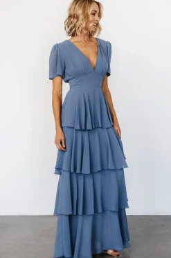 Online Baltic Born Montaigne Ruffle Maxi Dress | Whisper Blue WhisperBlue