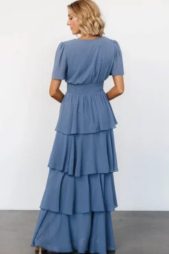 Online Baltic Born Montaigne Ruffle Maxi Dress | Whisper Blue WhisperBlue