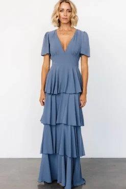 Online Baltic Born Montaigne Ruffle Maxi Dress | Whisper Blue WhisperBlue
