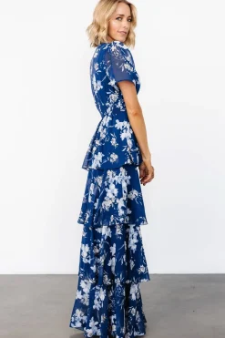 Outlet Baltic Born Montaigne Ruffle Maxi Dress | Navy + Blue Floral Navy+BlueFloral