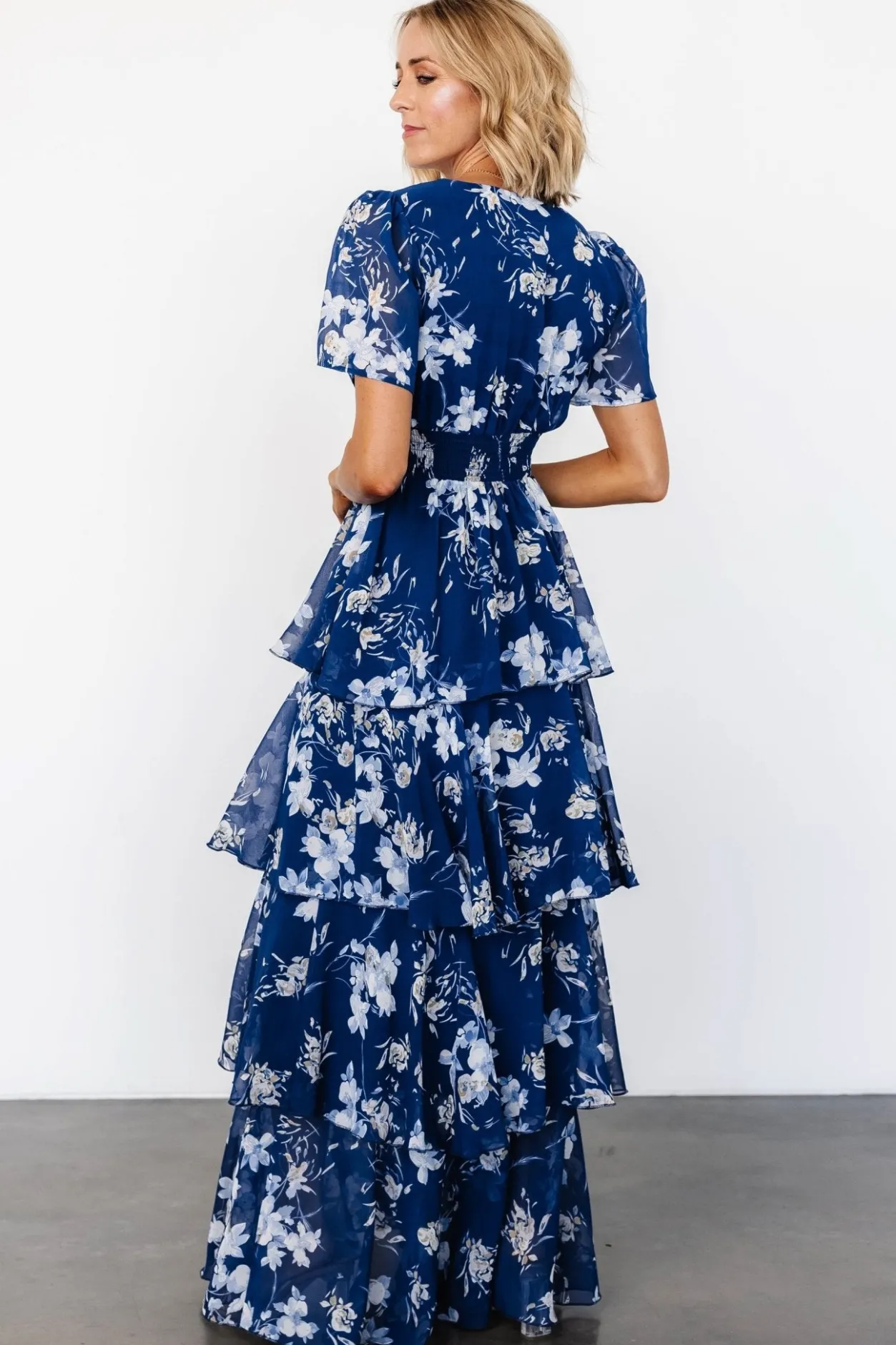 Outlet Baltic Born Montaigne Ruffle Maxi Dress | Navy + Blue Floral Navy+BlueFloral
