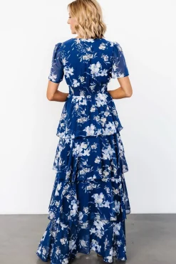 Outlet Baltic Born Montaigne Ruffle Maxi Dress | Navy + Blue Floral Navy+BlueFloral