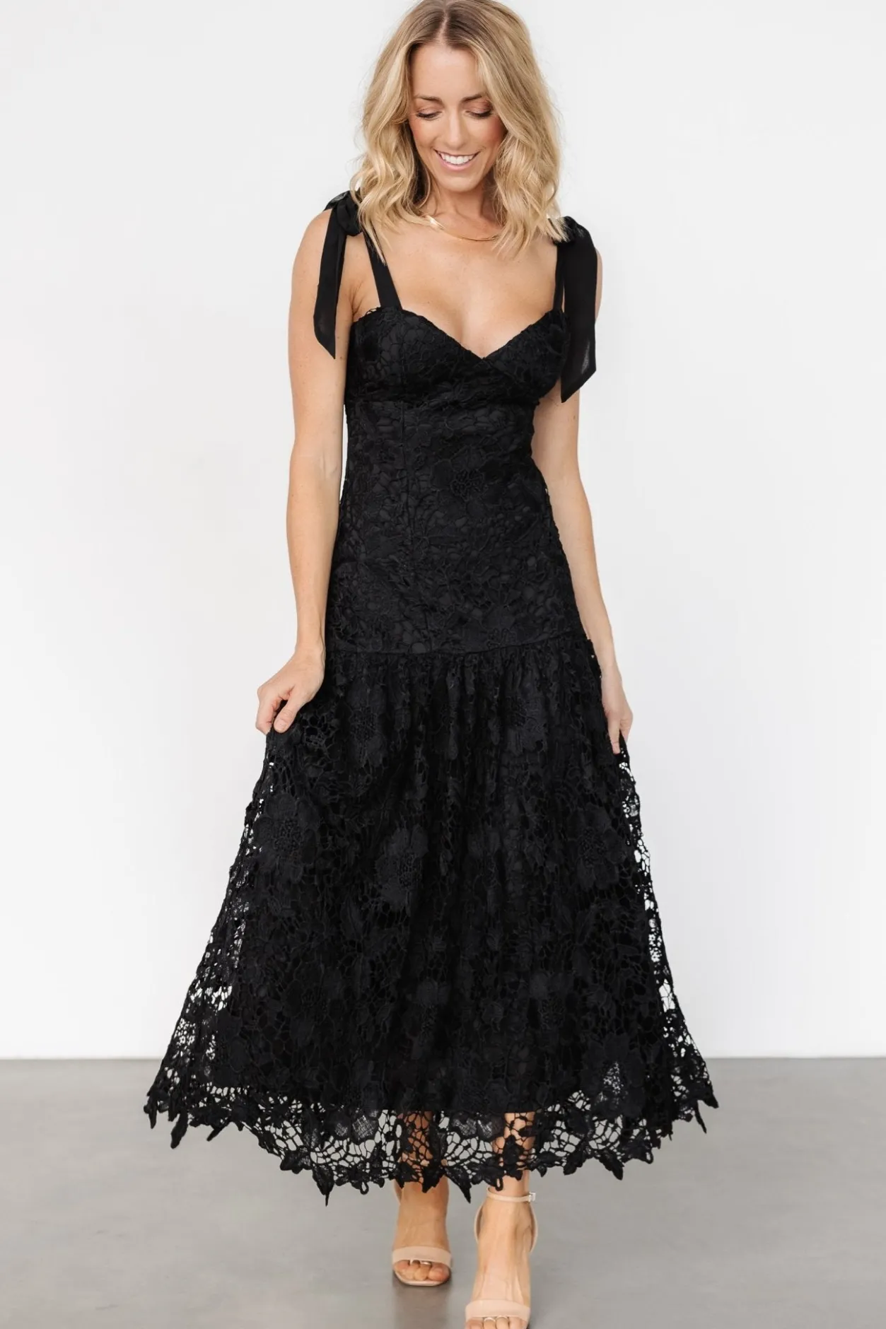 Online Baltic Born Monte Carlo Lace Midi Dress | Black