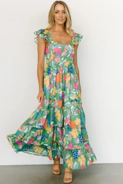 Outlet Baltic Born Monte Tiered Maxi Dress | Green Multi GreenMulti