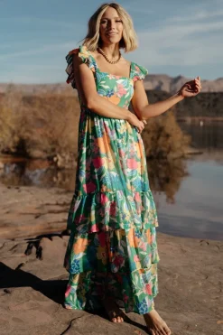 Outlet Baltic Born Monte Tiered Maxi Dress | Green Multi GreenMulti