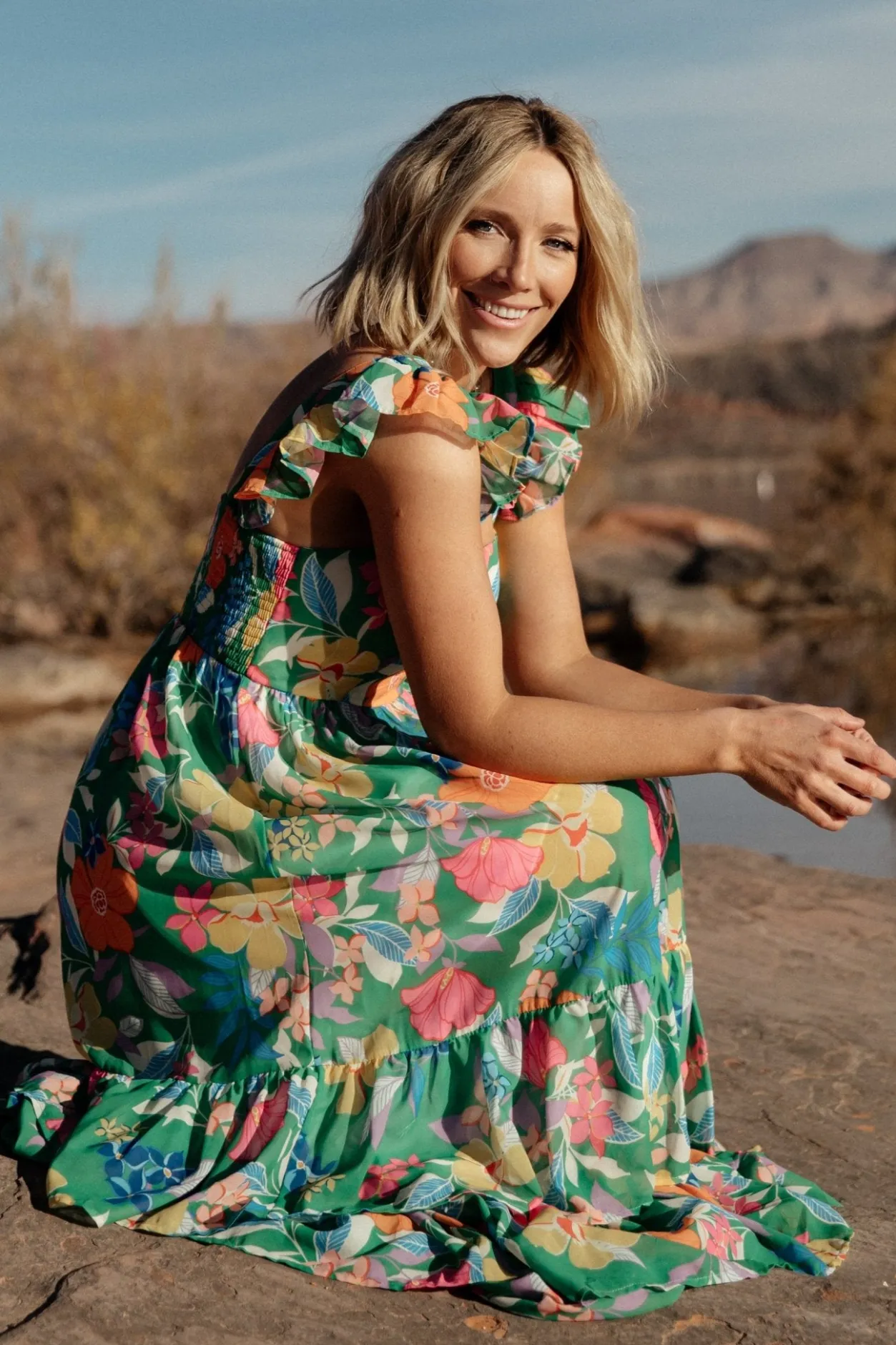 Outlet Baltic Born Monte Tiered Maxi Dress | Green Multi GreenMulti