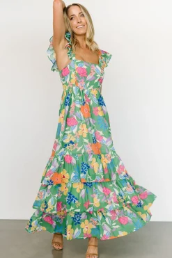 Outlet Baltic Born Monte Tiered Maxi Dress | Green Multi GreenMulti