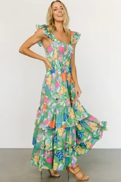 Outlet Baltic Born Monte Tiered Maxi Dress | Green Multi GreenMulti