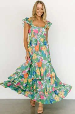 Outlet Baltic Born Monte Tiered Maxi Dress | Green Multi GreenMulti