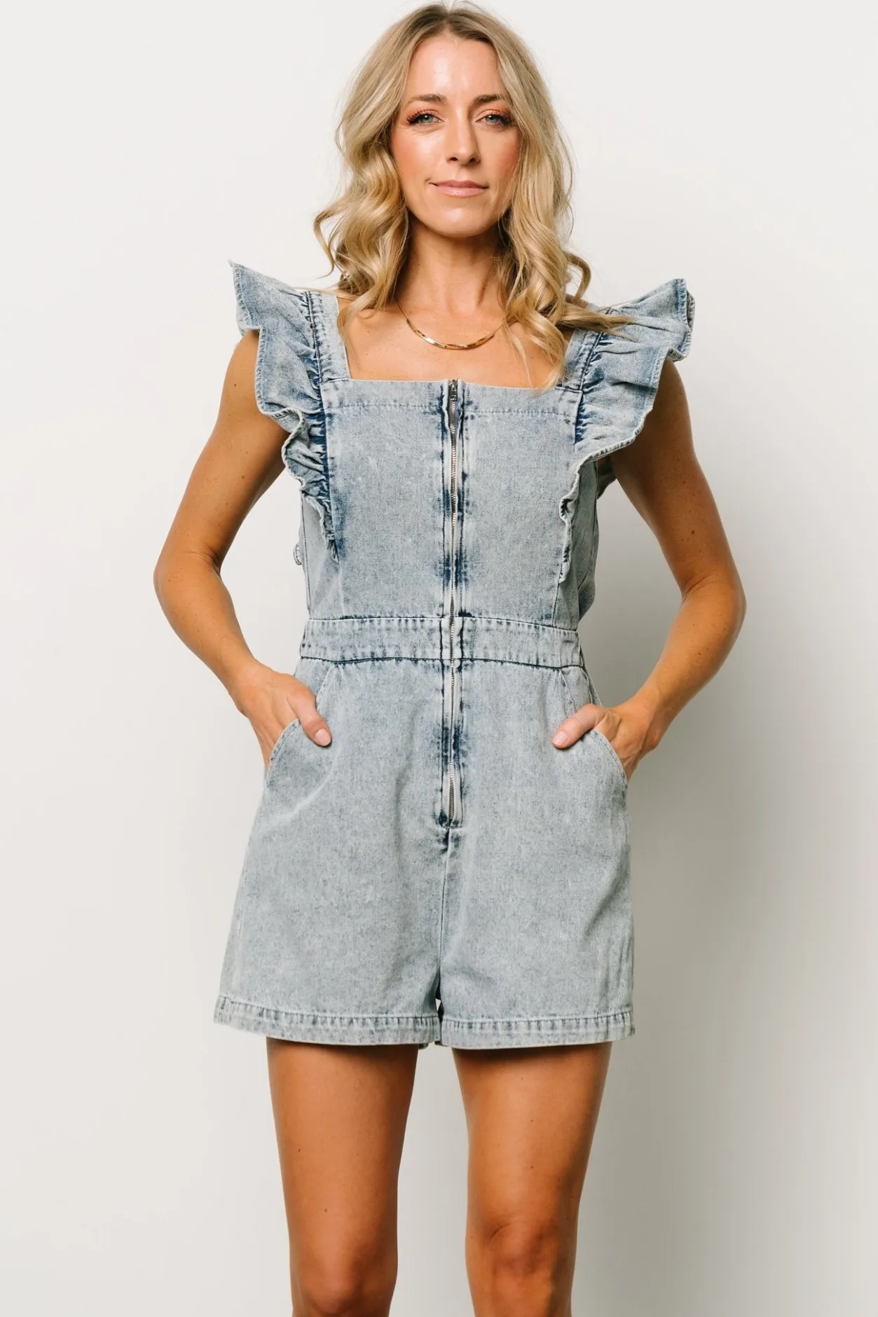 Clearance Baltic Born Montgomery Denim Romper | Blue