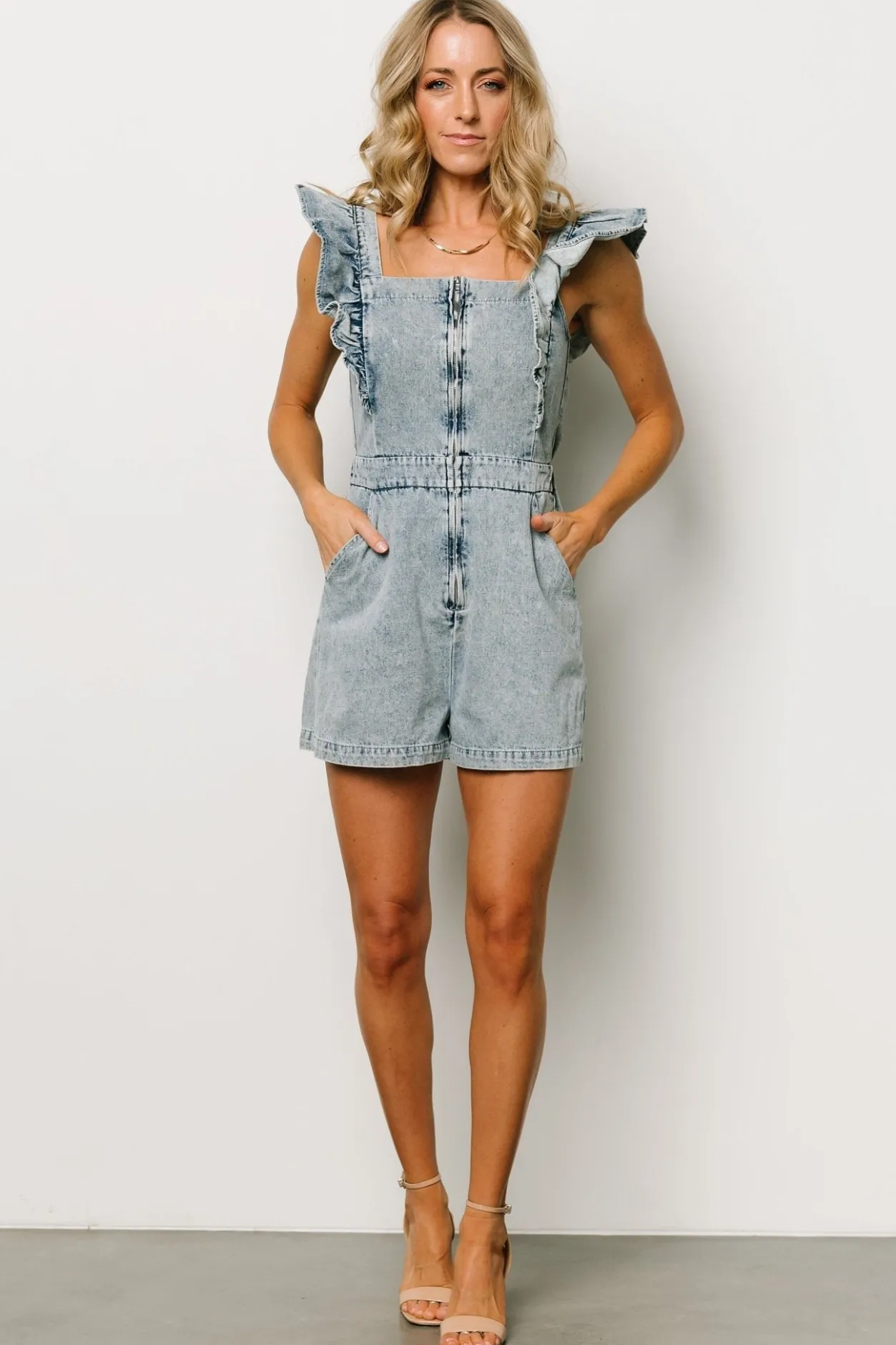 Clearance Baltic Born Montgomery Denim Romper | Blue