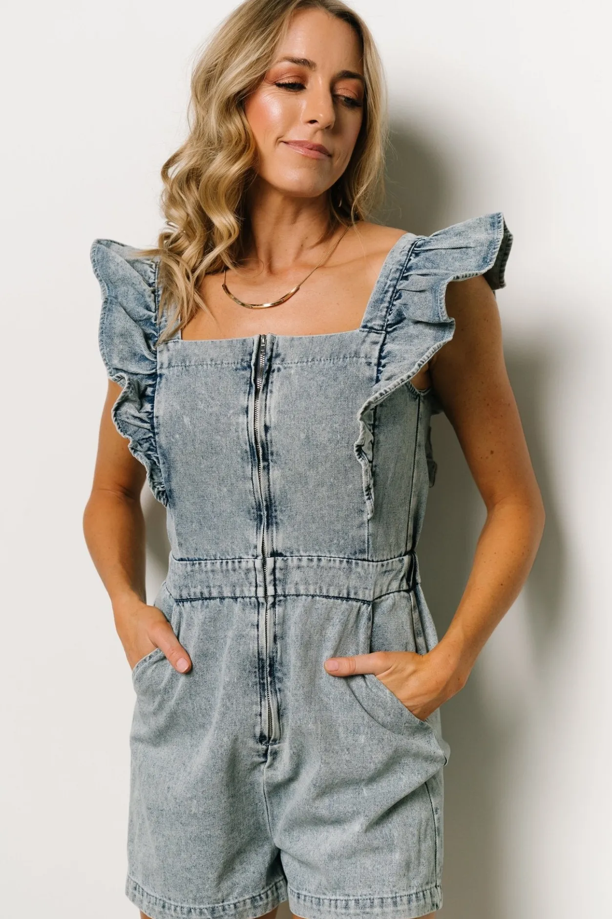 Clearance Baltic Born Montgomery Denim Romper | Blue
