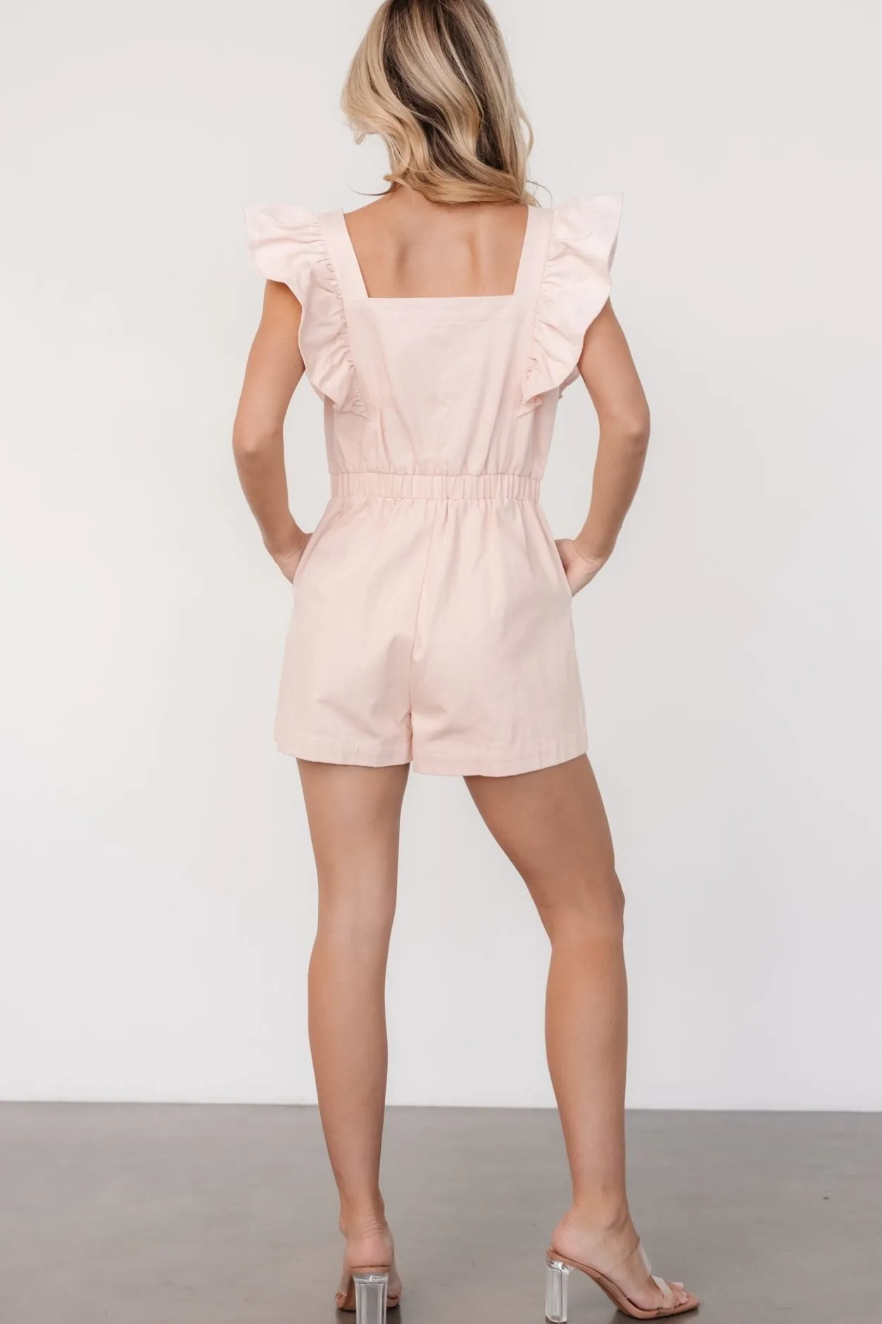 Discount Baltic Born Montgomery Denim Romper | Pale Pink PalePink